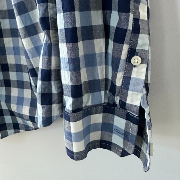 Express Blue & White Check Large 16-16.5 Fitted Men's Button Down Shirt - Picture 4 of 11